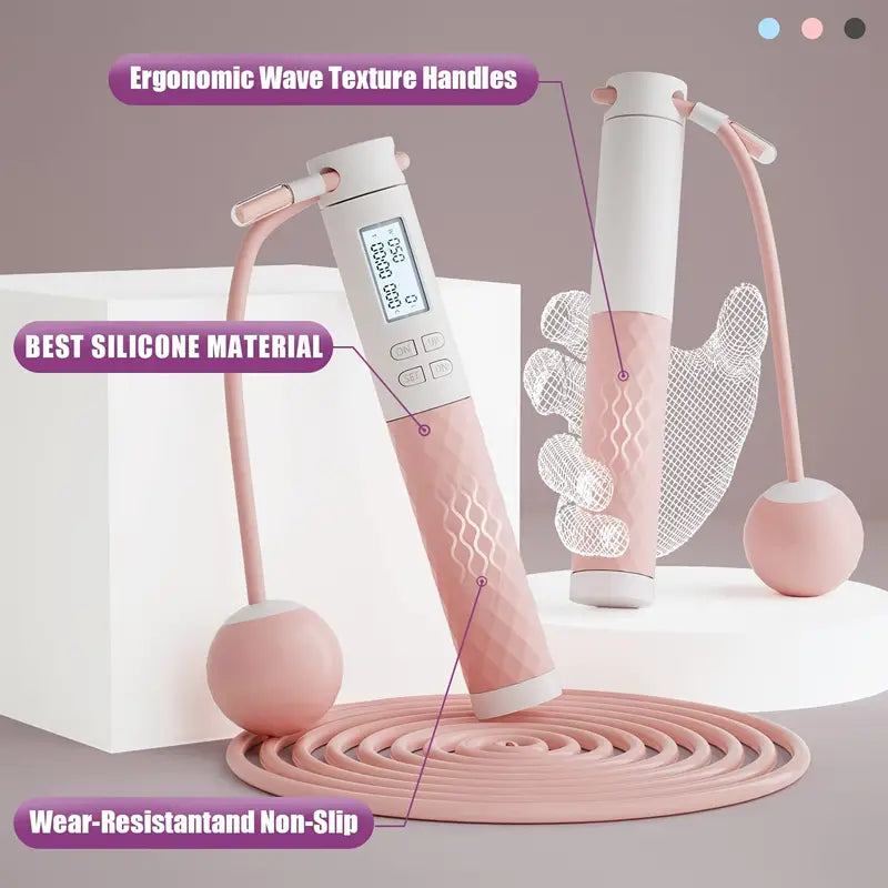 Jump Rope with LED Screen and Silicone Handle