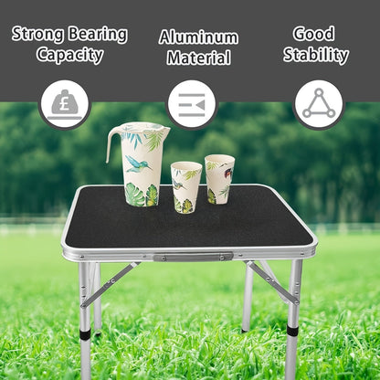 Adjustable Height Folding Table Portable Black