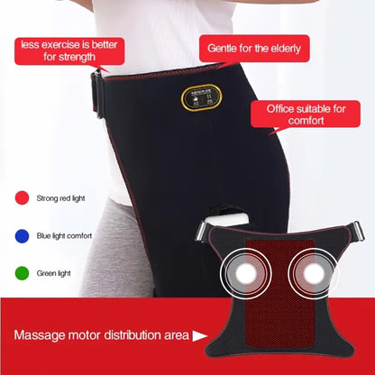 1pc USB Heated Hip Support Brace with Vibrating Massage and Adjustable Strap