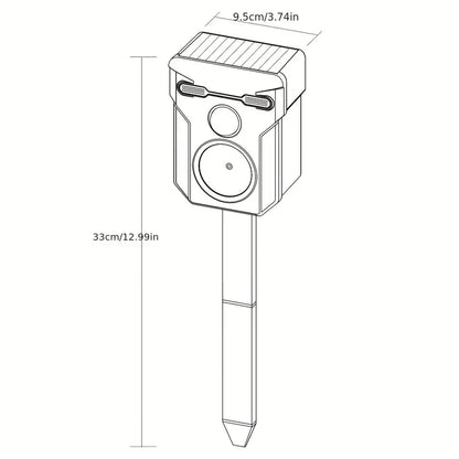 Ultrasonic Solar Animal Repeller with LED Lights & Motion Sensor