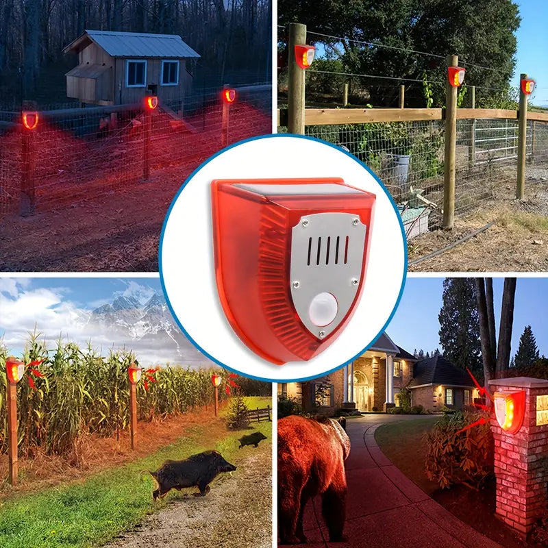 Solar-Powered Security Alarm Light with 129dB Gunshot and Dog Barking Sounds