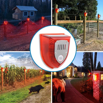 Solar-Powered Security Alarm Light with 129dB Gunshot and Dog Barking Sounds