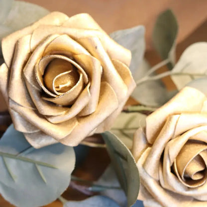 25-Piece Golden Artificial Rose Flowers Set