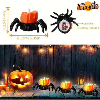 Arachnid Glow: 12Pack Halloween Spider Flameless Candlelight