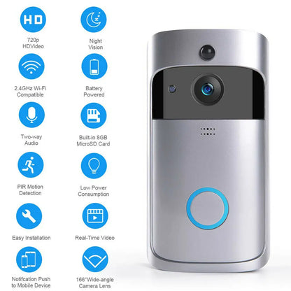 Smart WIFI Doorbell Camera with Night Vision (720P)