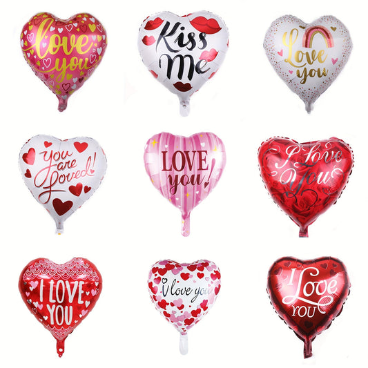 10pcs Heart-shaped Foil Balloons Valentine's Party Decor