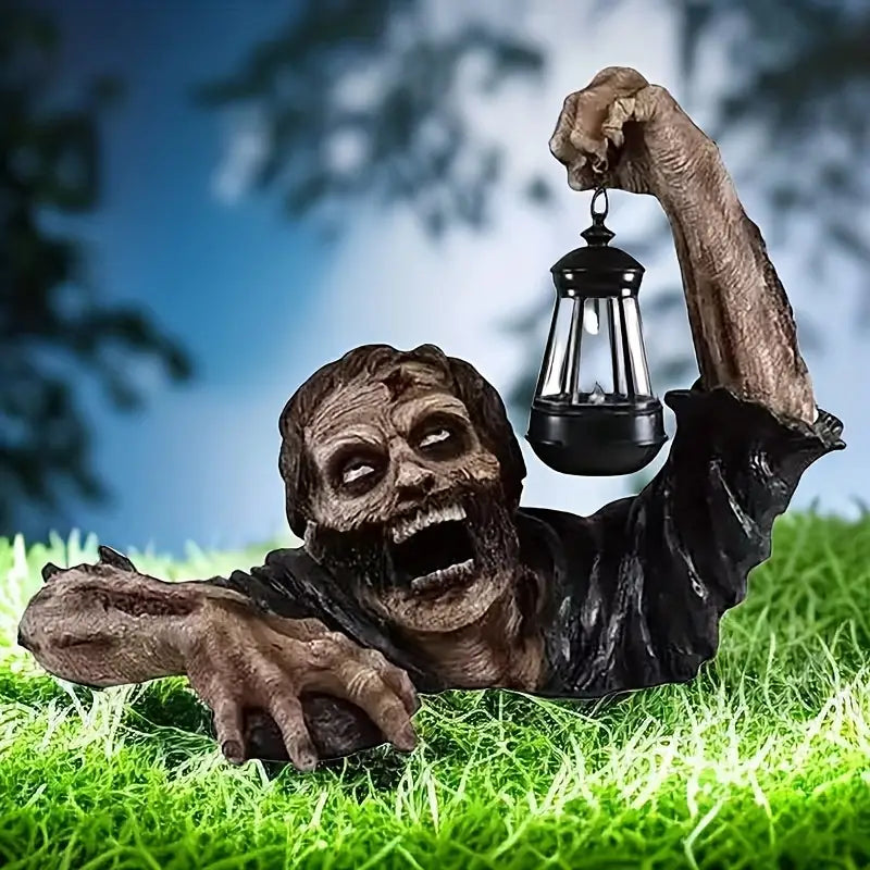 Undead Illumination: Zombie Garden Statue with Lamp