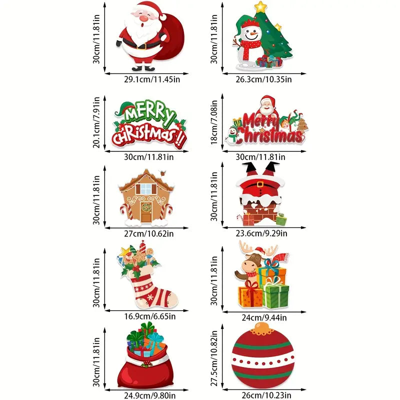 Merry Christmas Door Hanging Banner Set - 10-Piece Festive Home Décor Couplets