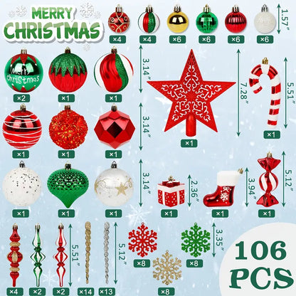 Enchanting Elegance: 106-Piece Christmas Ball Ornament Set