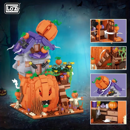 Spooky Pumpkin House Mini Building Brick Toy