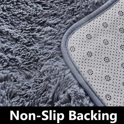 Cozy Gray Fluffy Round Rug - 120x120cm | Ultra Soft Shaggy Area Rug