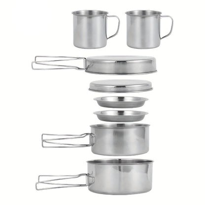 Camping Cookware Stainless Steel Set Outdoor (8pcs)