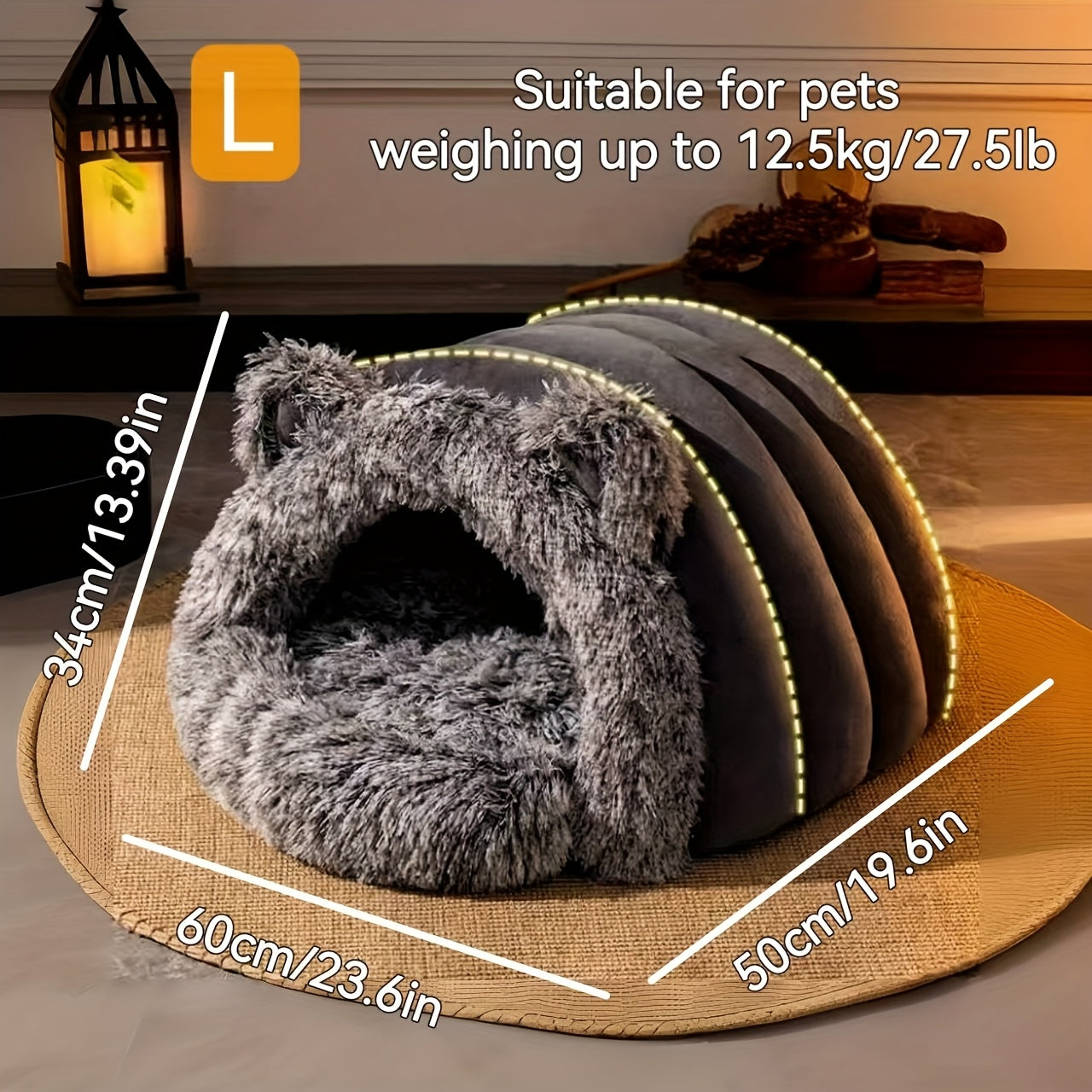 Plush Fleece Cat Cave Bed for Winter Comfort