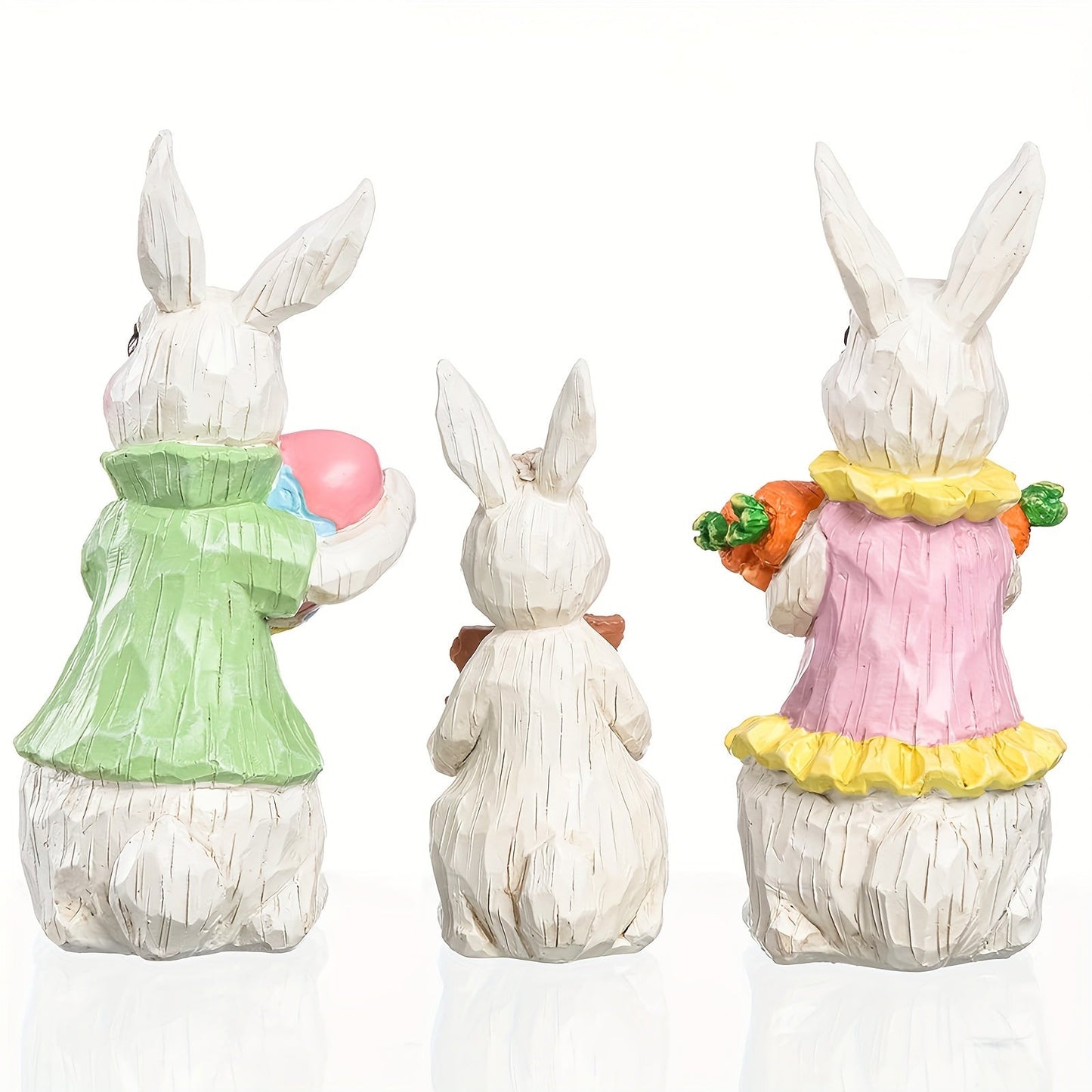 3pcs Vintage Easter Rabbit Resin Ornaments Decor