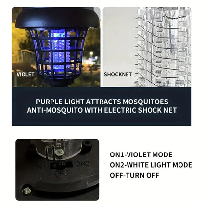 2pcs Solar Mosquito Killer Lamp Set - Outdoor Waterproof Fly Trap & Insect Repellent