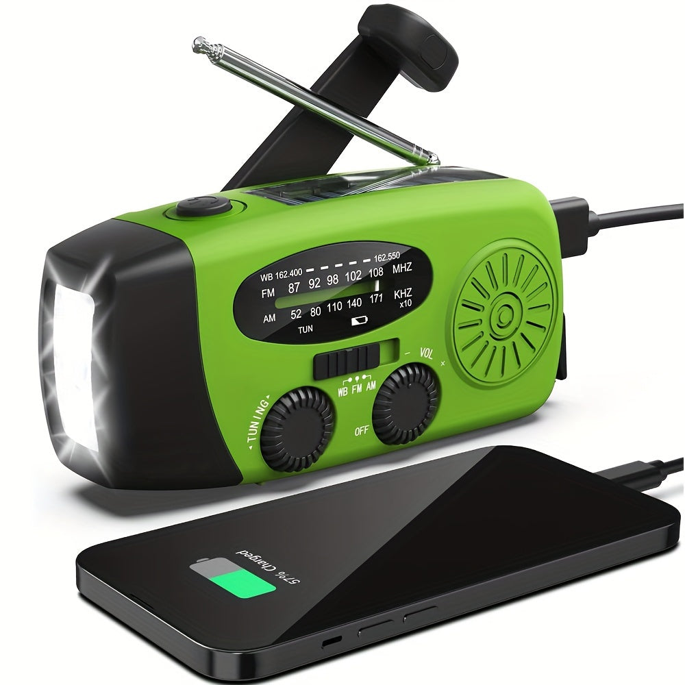 Portable Emergency Radio with Power Bank & Flashlight