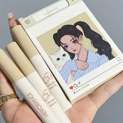 5-Piece Anime Matte Velvet Lip Glaze Set  Long-Lasting, Waterproof Light Mist Finish