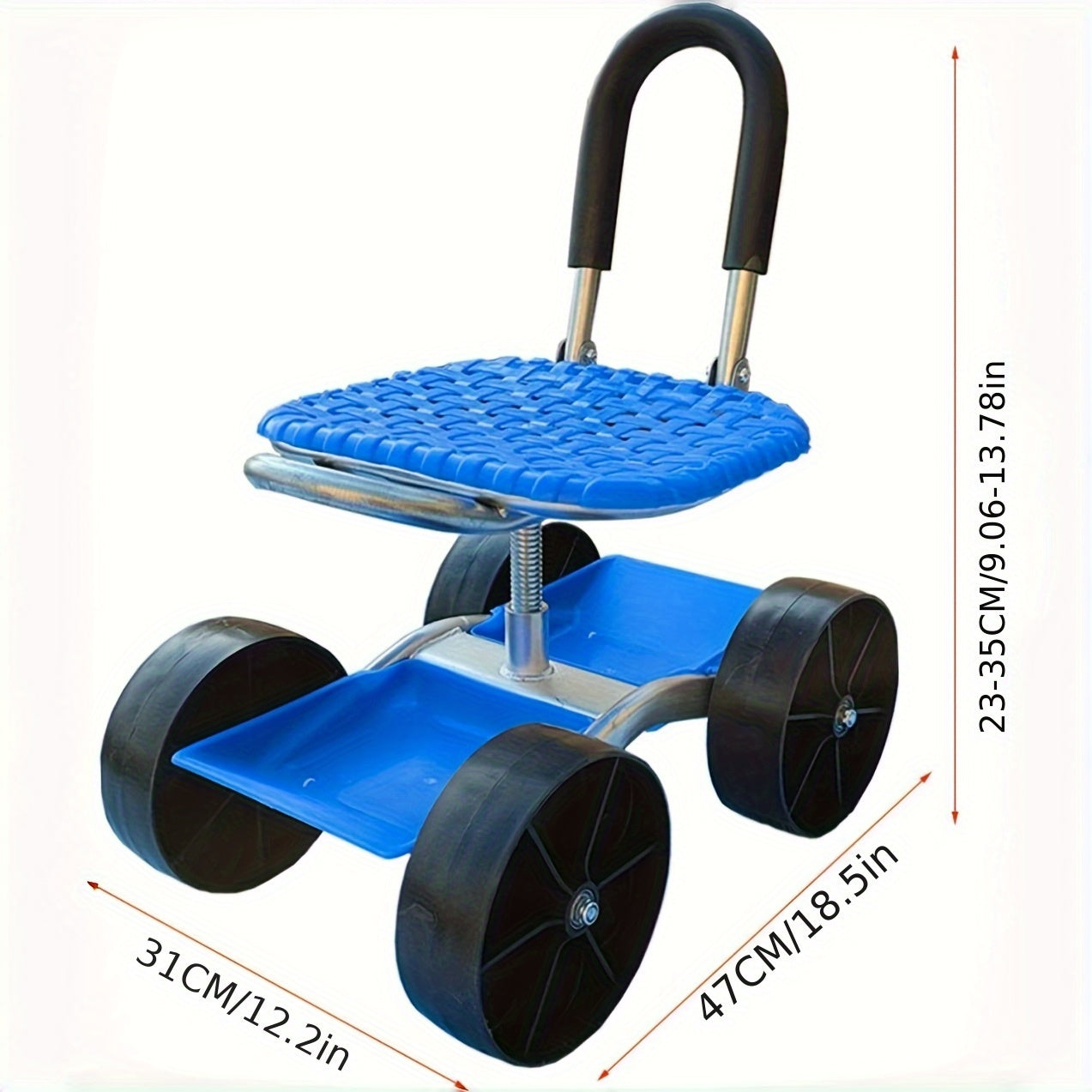 4-Wheel Rolling Garden Chair Swivel Seat