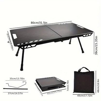 Black Liftable Folding Table: Lightweight Aluminum Alloy Portable Camping Table
