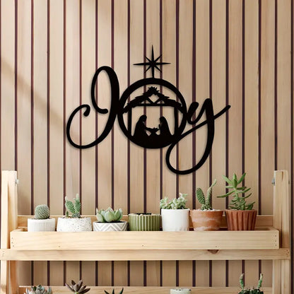 1pc Nativity Metal Wall Art - Elegant JOY Pattern