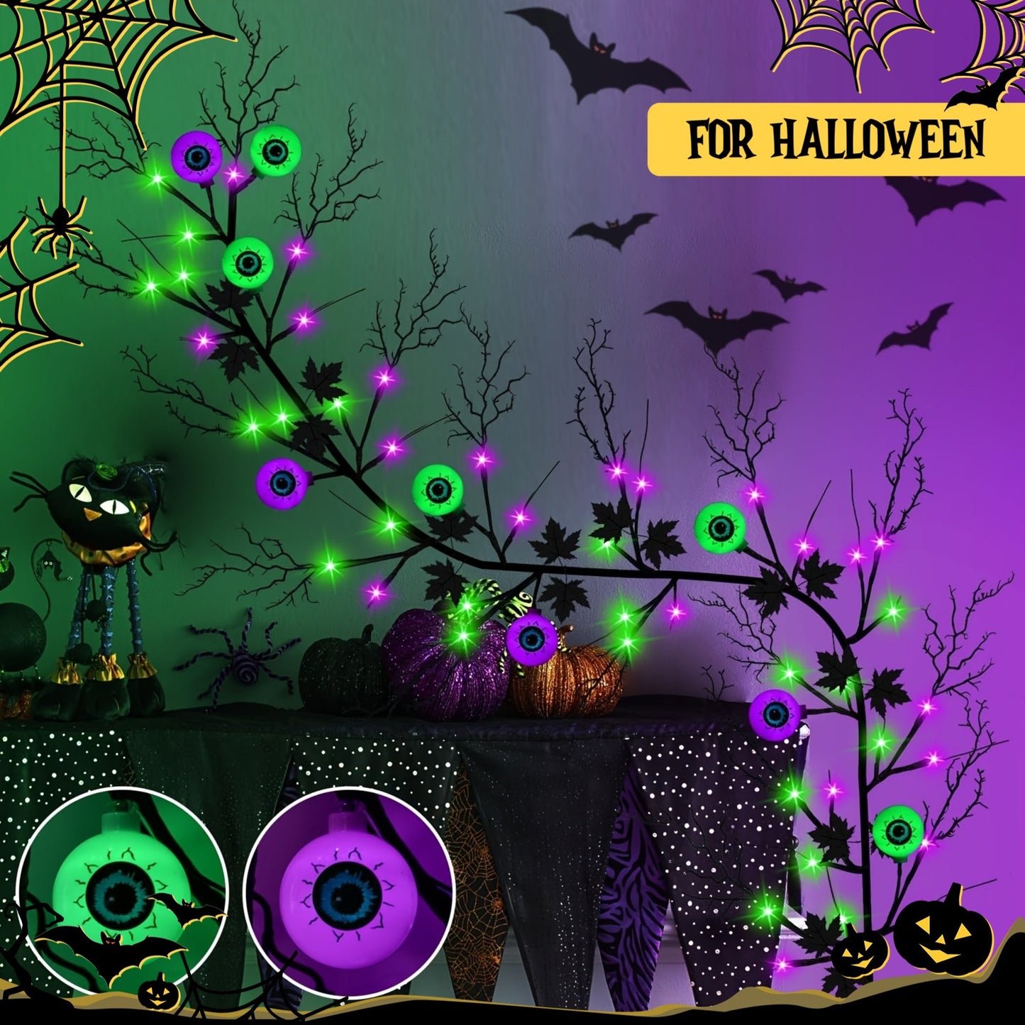 Halloween Willow Vine Garland with 54 LED Lights