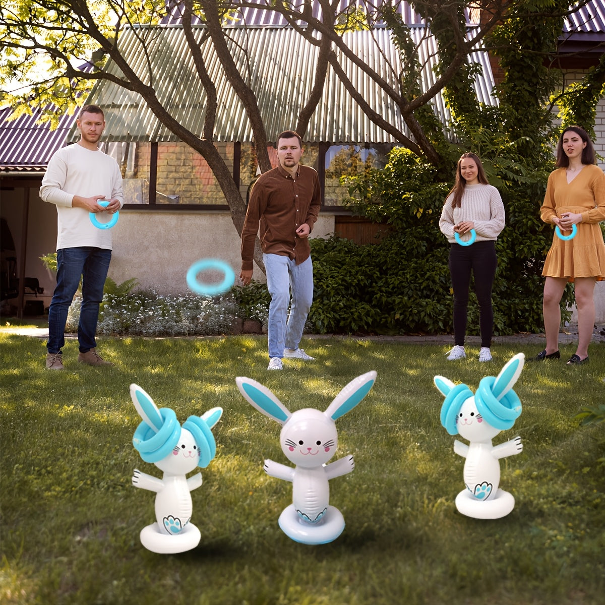 Easter Bunny Ring Toss Game Set for Outdoor Parties