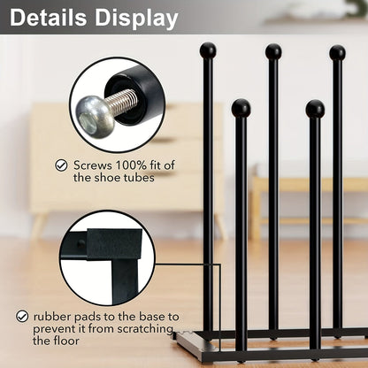 Black Metal Shoe Rack Organizer for Entryway
