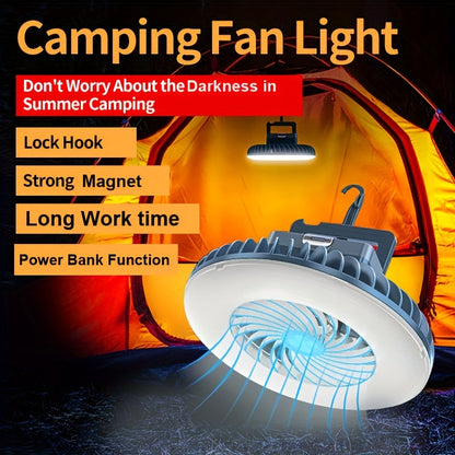 Camping Fan Light with Hook, Magnet & USB