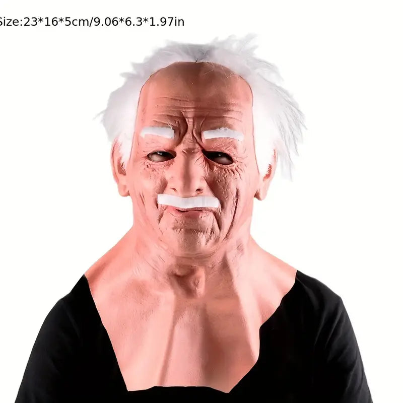 Latex Old Man Face Cover - Elder Headgear
