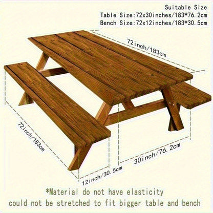 3pcs Striped Polyester Elastic Picnic Table Cover Set