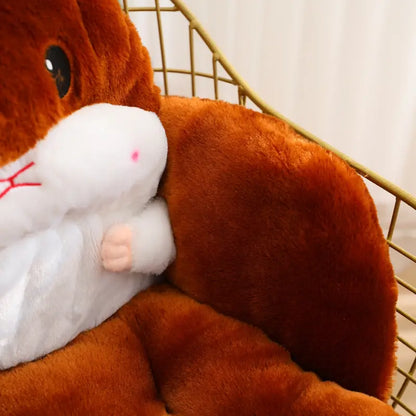 Cuddly Hamster-Shaped Seat Cushion - Dark Brown, 45cm x 40cm