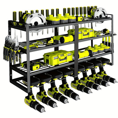 Wall Mounted 4-Tier Metal Tool Rack Organizer