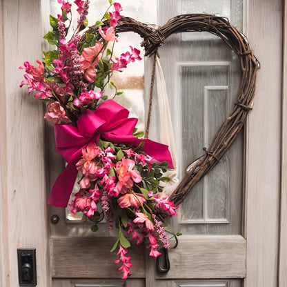 Heart-Shaped Floral Wreath Door Hanging