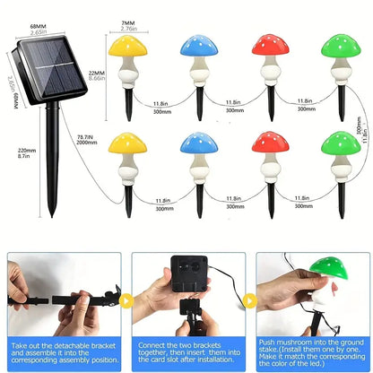 Twinkling Toadstools: 12LED Multi-Color Changing Solar Christmas Lights