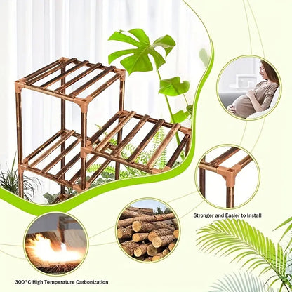 Multi-layer Wooden Plant Stand - 12 Tier Flower Pot Holder Rack