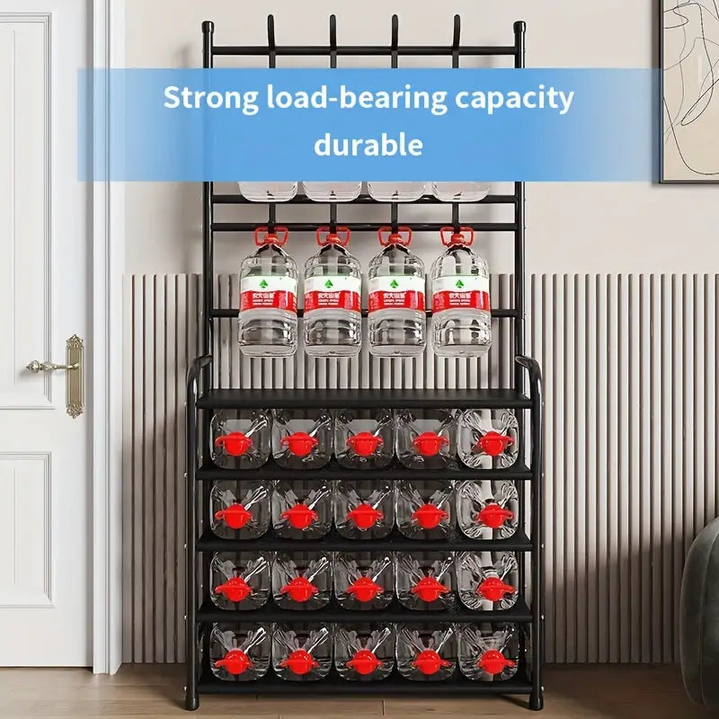 Multifunctional Free-Standing Coat and Shoe Rack Organizer with Storage Shelves and Hooks