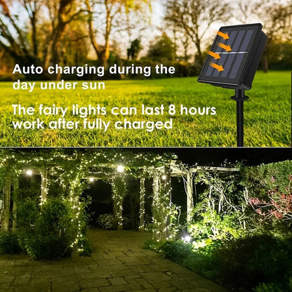Solar-Powered Waterproof Fairy Lights - Outdoor Garden Decor with 8 Lighting Patterns