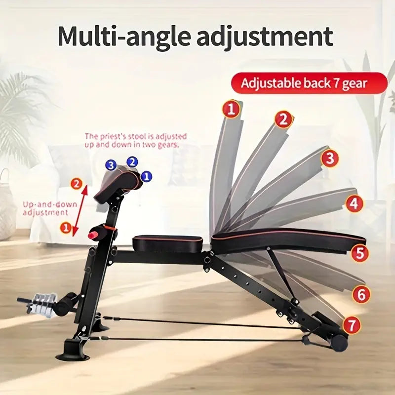 Adjustable Weight Bench for Full Body Exercise - Foldable, Multifunctional, Black&Red (1pc)