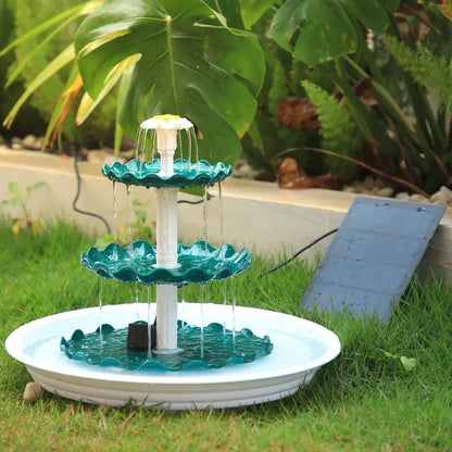 Solar-Powered 3 Tier Bird Bath Fountain Set