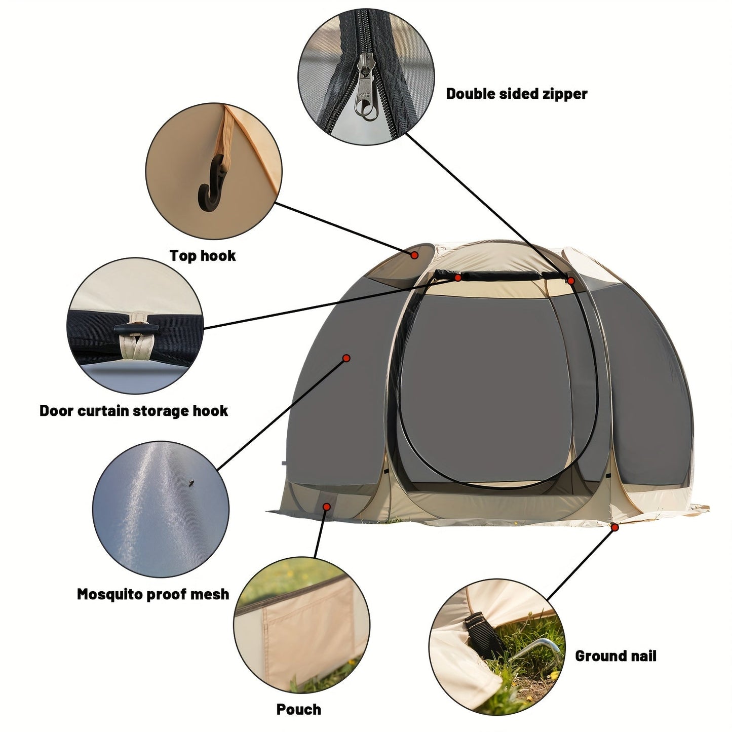 6-8 Person All-Season Portable Sheer Camping Tent
