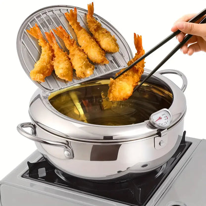 Stainless Steel Deep Fryer with Temperature Control and Oil Drop Filter Rack