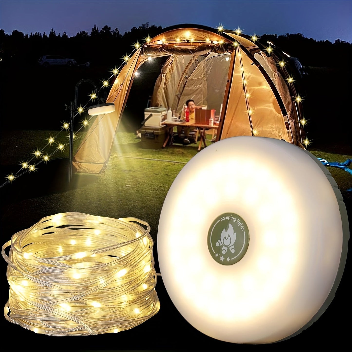 Rechargeable Camping String Lights with 5 Modes