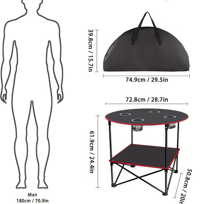 Folding Camping Table with Cup Holders & Carry Bag