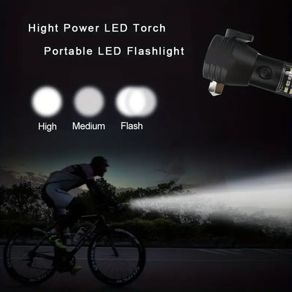 Multi-Functional Solar Power LED Flashlight - 5-in-1 Outdoor Survival Tool