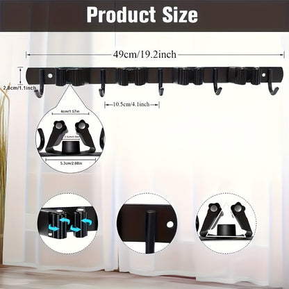 4-Shelf Broom and Mop Rack with 5 Hooks