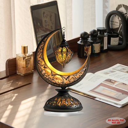 Crescent Moon Lantern Tabletop Acrylic Decor for Ramadan