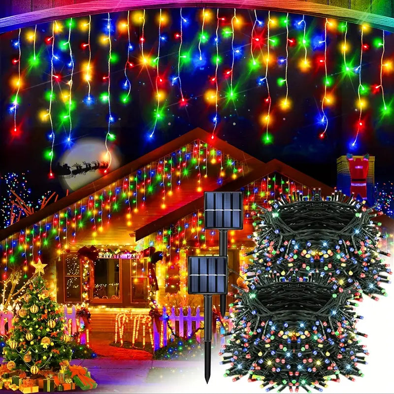 Christmas Solar String Lights - Multi-Colored, 8 Modes, Waterproof Fairy Lights