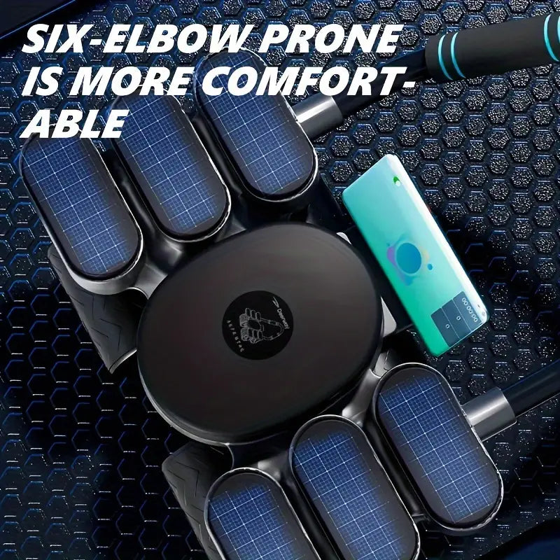 1pc 4-Wheel Abdominal Roller with Automatic Rebound and Elbow Support Pads - Black