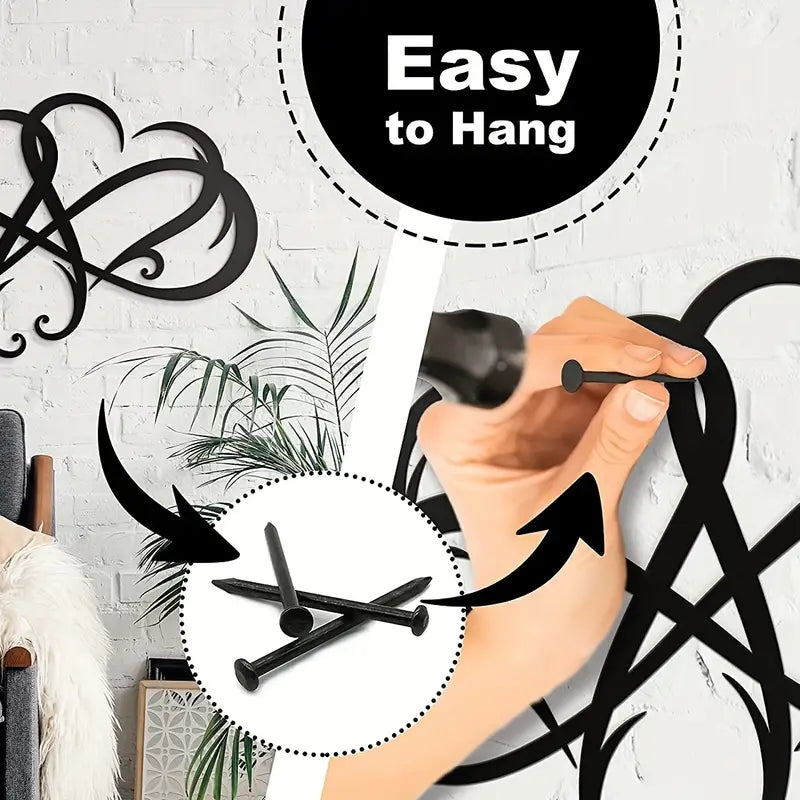 Infinity Heart Black Heart-Shaped Metal Wall Decor Love Sign Plaque