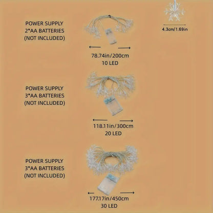 Glittering LED Christmas Snowflake String Lights